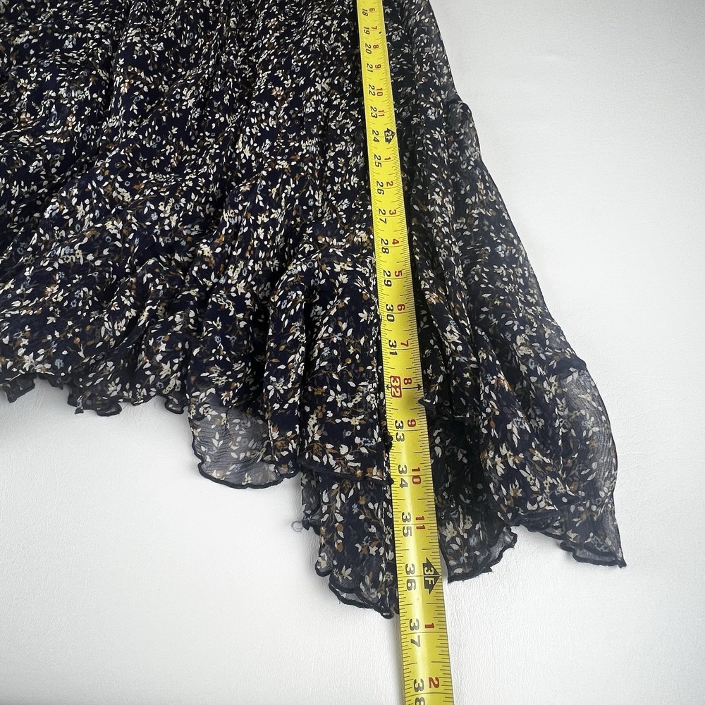 Vintage Anne Klein ll size 12 floral 100% silk Maxi skirt lined Assymetrical - Picture 6 of 9